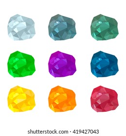 vector illustration. set of multicolored gemstones, crystals of diamond, amethyst, ruby, emerald, Topaz, citrine. Stones