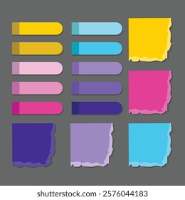 Vector illustration is a set of multi-colored paper stickers for making a daily planner. Little scraps of note paper.