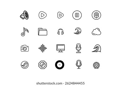 a vector illustration set of multimedia icons