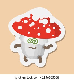 Vector illustration set mushrooms emoticons. Mushrooms icons collection with human face showing trance, confusion emotions. Harvest symbols. Forest mushroom Emoji. Autumn funny emotion avatar. Sticker