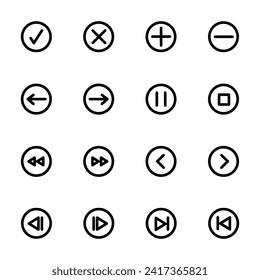 Vector illustration set of music player icons and symbols