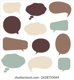 Vector illustration set of muted color speech bubbles (chocolate mint)