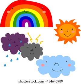 Vector illustration. Set natural phenomena