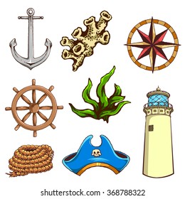 Vector Illustration Set Of Nautical Objects