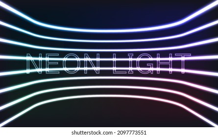 Vector illustration. Set of neon long lamps of different colors on a black isolated background.