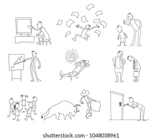 Vector illustration of set of nine different plots