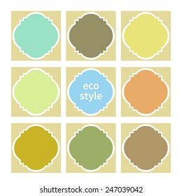 Vector illustration: Set of nine labels in eco colors