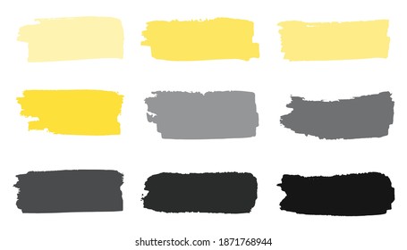 Vector illustration. Set of nine smears in colors of 2021 year isolated on white. For collage, poster, banner, social media, print. Hand drawn simple clipart.