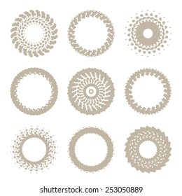 Vector illustration: set of nine vintage abstract round ornaments
