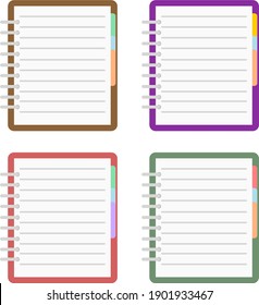 Vector illustration set of a notebook for taking notes