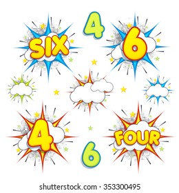 Vector Illustration of a set of numbers 4 and 6 concept for Cricket sports Number on white background.