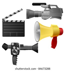Vector illustration set of objects cinema
