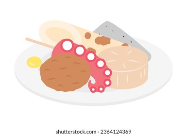 vector illustration of a set of Oden, a Japanese stew for banners, cards, flyers, social media wallpapers, etc.