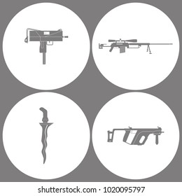 Vector Illustration Set Office Army Icons.  gun icons on white background