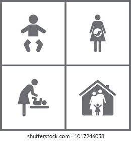 Vector Illustration Set Office Relationship Icons. Elements of Family, Baby, Mother and child icon on white background