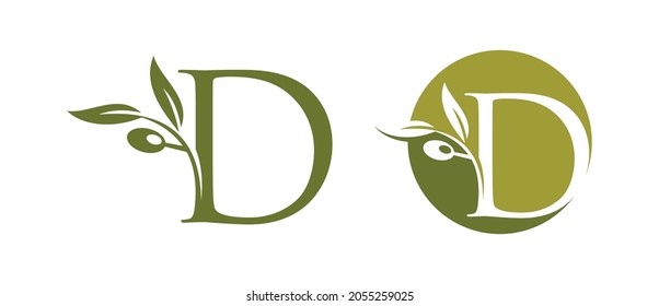 Un conjunto de ilustraciones vectoriales Monograma Olivo Letra inicial D