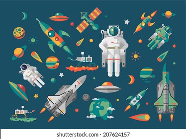 Ilustración vectorial en el espacio. Plano.