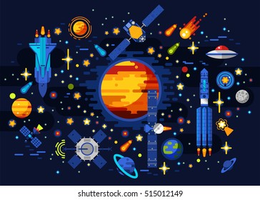 Ilustración vectorial en el espacio. Plano.