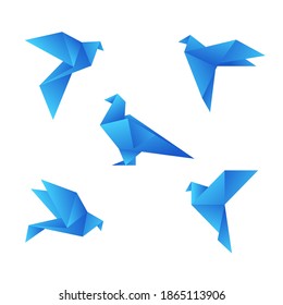 Ilustración vectorial fijó palomas de origami.