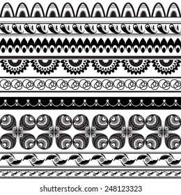 Vector illustration of a set of ornaments/brushes in tribal Slavic style, Indian mandala