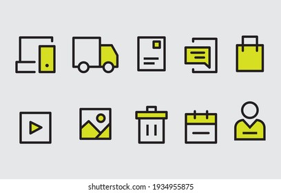 vector illustration of set of outline icons collection