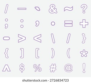 Ilustração vetorial do conjunto de pontuação do contorno e matemática