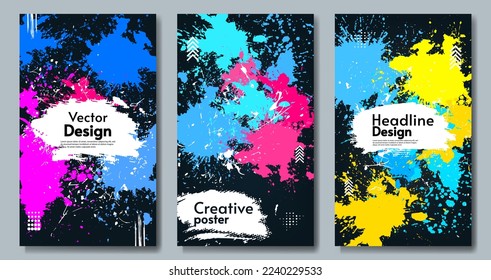 Vector illustration. Set of paint splash. Colorful design for poster, background, album, postcard, business card, invitation.