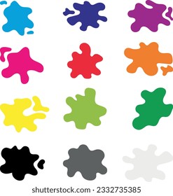Vector illustration of set of paint stains of different colors.
