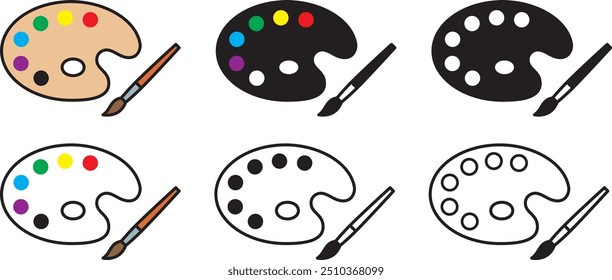 Vector illustration set of painting palettes of various shapes