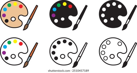 Vector illustration set of painting palettes of various shapes