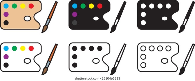 Vector illustration set of painting palettes of various shapes