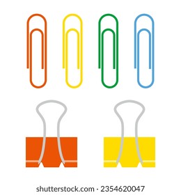 vector illustration of a set of paper clips on a white for banners, cards, flyers, social media wallpapers, etc.