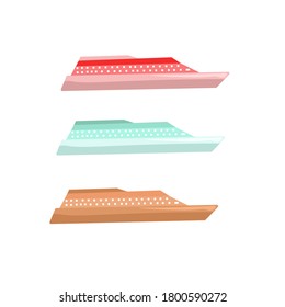 conjunto de ilustraciones vectoriales de pasajeros de diferentes colores, buque de pasajeros en fondo aislado