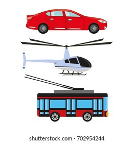 A vector illustration of a set of passenger and public  transportation icons