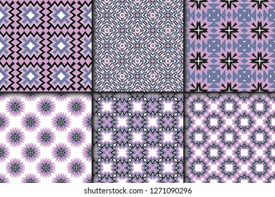 Vector illustration. set of pattern with geometric ornament, decorative border. design for print fabric. paper for scrapbook