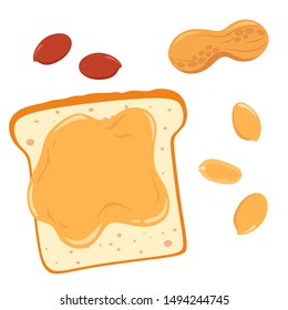 Vector illustration of set peanuts and peanut butter. Isolates on a white background.