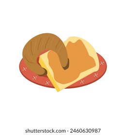 Vector illustration of set peanuts and peanut butter. Vector set of peanut snack.