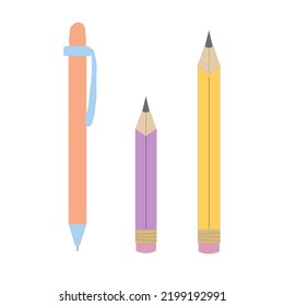 vector illustration set of pencils, back to school. Vector stationery in flat style.
