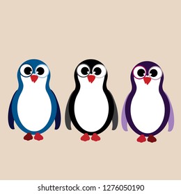 Vector illustration of set of penguins.