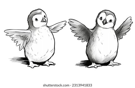 Vector Illustration, Set Illustration of Penguins Character