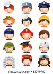 Ilustración vectorial: iconos de ocupaciones de personas