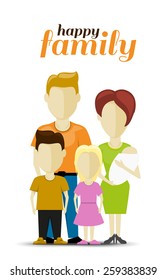 vector illustration set of people one happy family