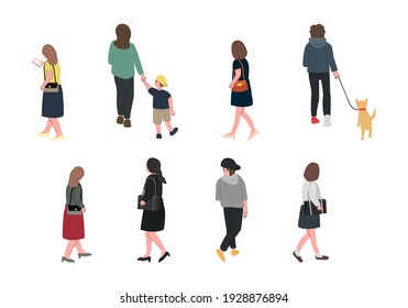 Vector illustration set of people in town