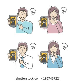 Ilustración vectorial de personas en problemas con fraude telefónico.