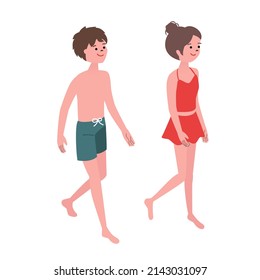 Vector illustration set of people wearing swimwear.
