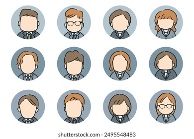 Vector illustration set of people's face icons.