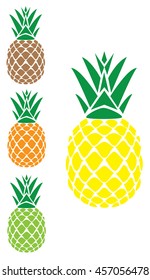 vector illustration of a set of pineapples