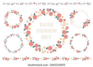 Vector illustration set of pink roses