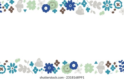 Vector. Vector illustration set of plants, trees and flowers with Scandinavian motif. Scandinavian style frame background.