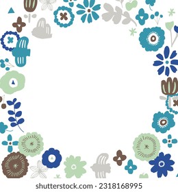 Vector. Vector illustration set of plants, trees and flowers with Scandinavian motif. Scandinavian style frame background.